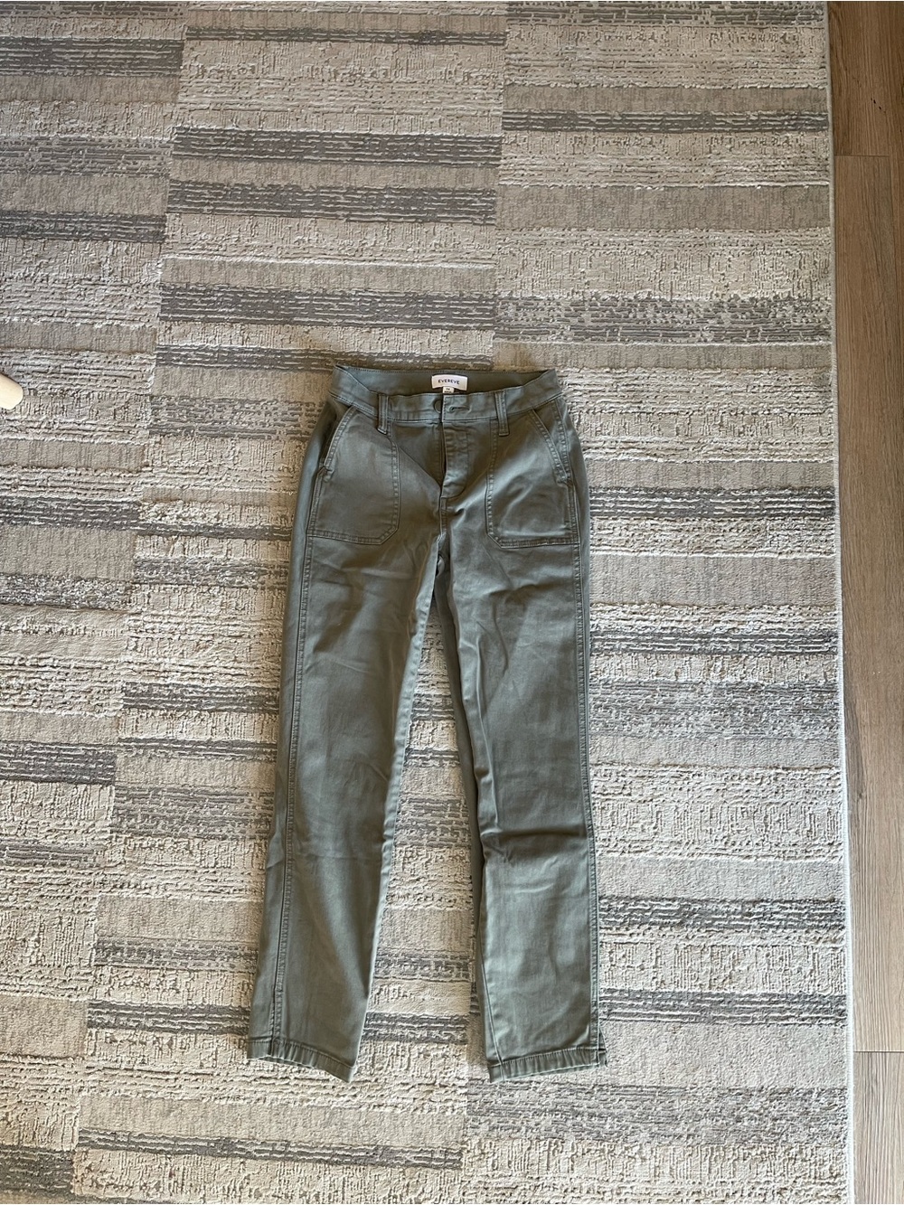 Evereve Olive-Green Straight Leg Utility Jeans